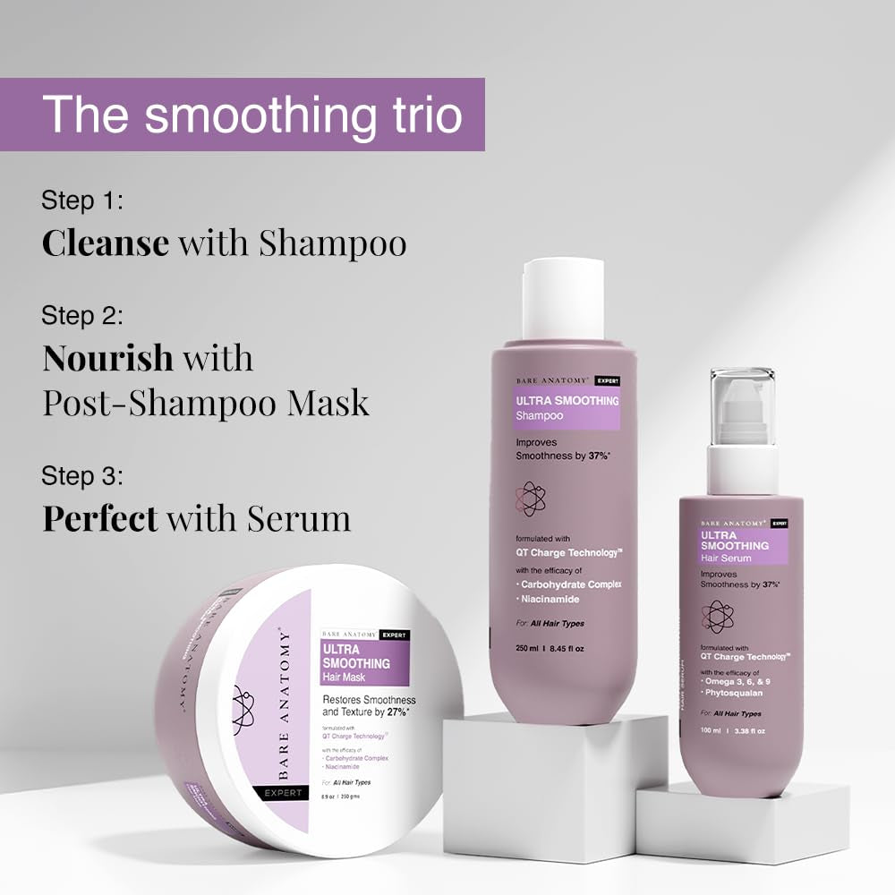 Ultra Smoothing Hair Serum Powered by Carbohydrate Complex & Niacinamide | Serum for Smooth & Shiny Hair | for Dry & Frizzy Hair | Women & Men | 100 Ml